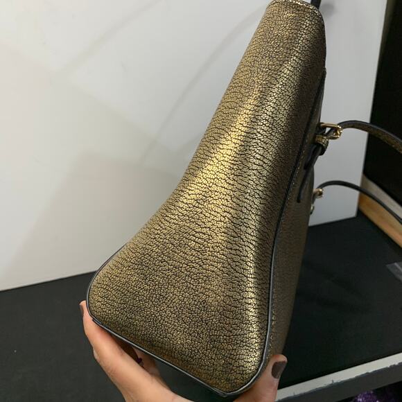 Coach Gold Metallic Turnlock Tote - Picture 13 of 16